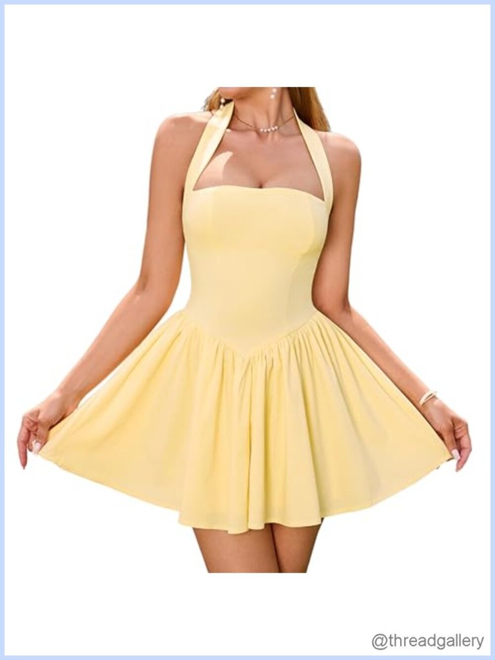 Halter Mini Corset Dress A-Line Flared Skirt Balletcore Party